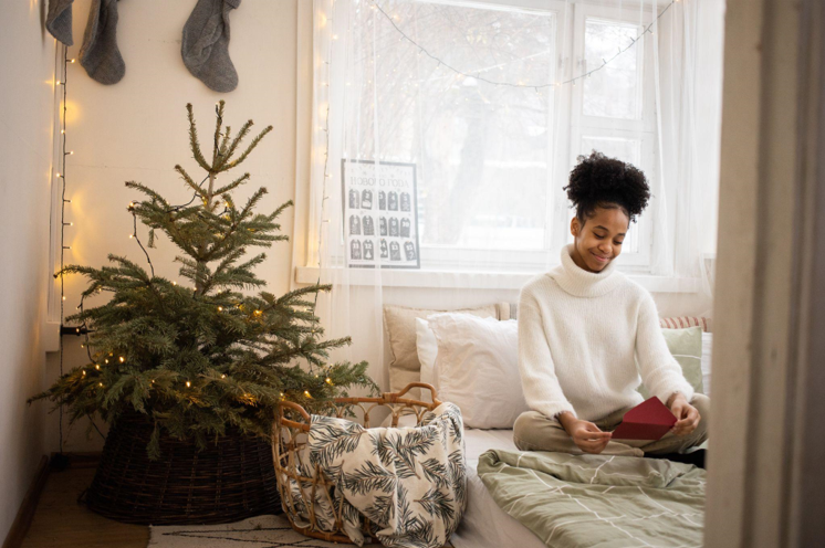 Your Office Space with a Flocked Christmas Tree